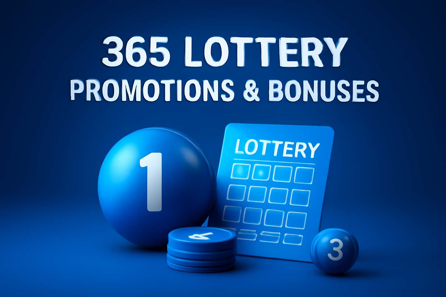 An informational scene depicting 365 Lottery Promotions & Bonuses with clear text.