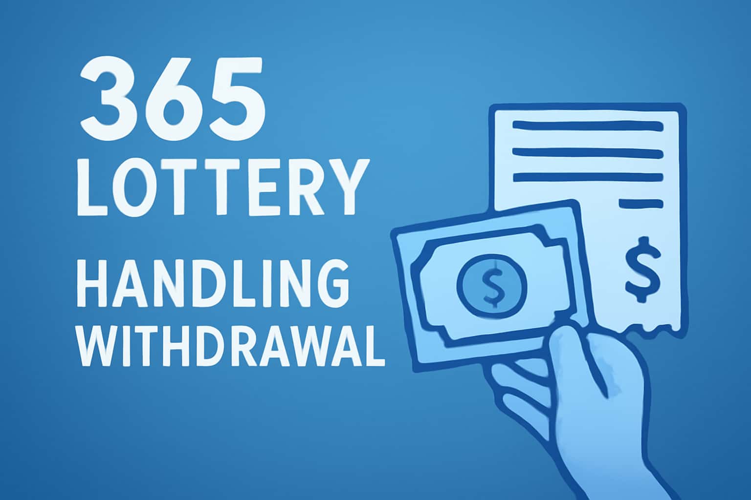 An informational scene about handling 365 Lottery withdrawal with clear text.