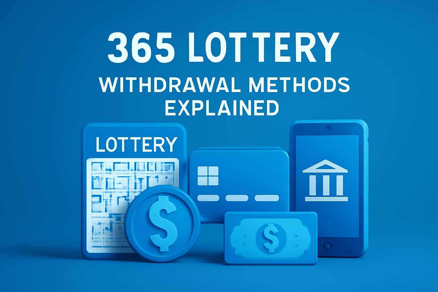 An informative graphic illustrating withdrawal methods for 365 Lottery in a neutral tone.