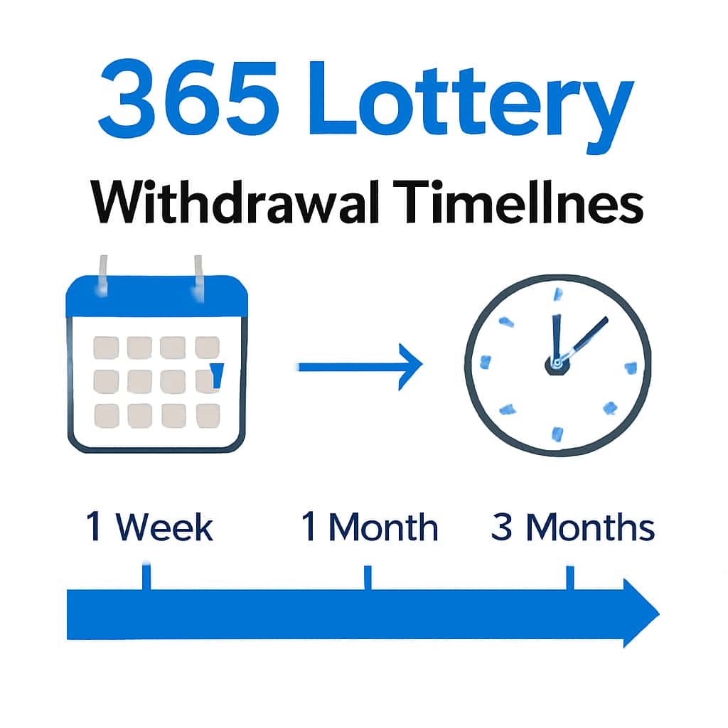 An educational diagram outlining the withdrawal timelines for the 365 Lottery.