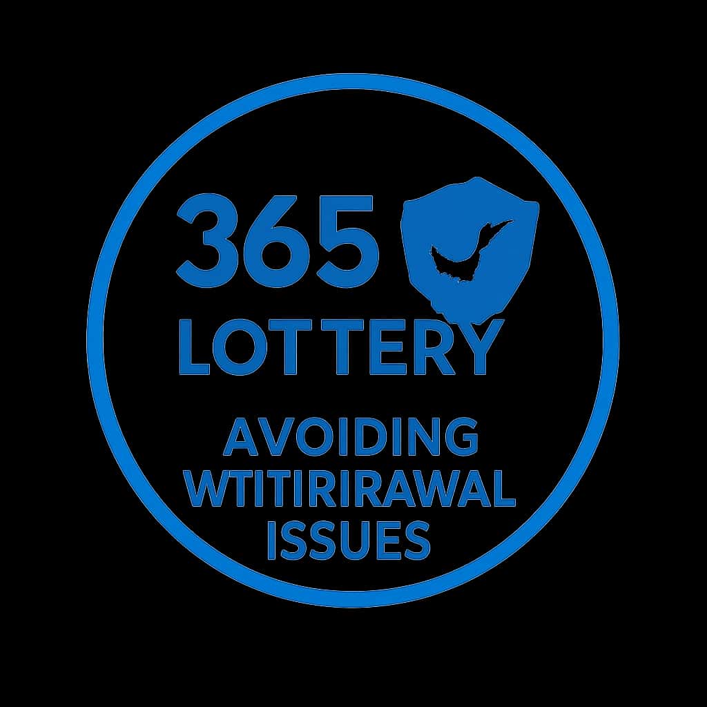 A badge representing guidance on avoiding withdrawal issues with the 365 Lottery.
