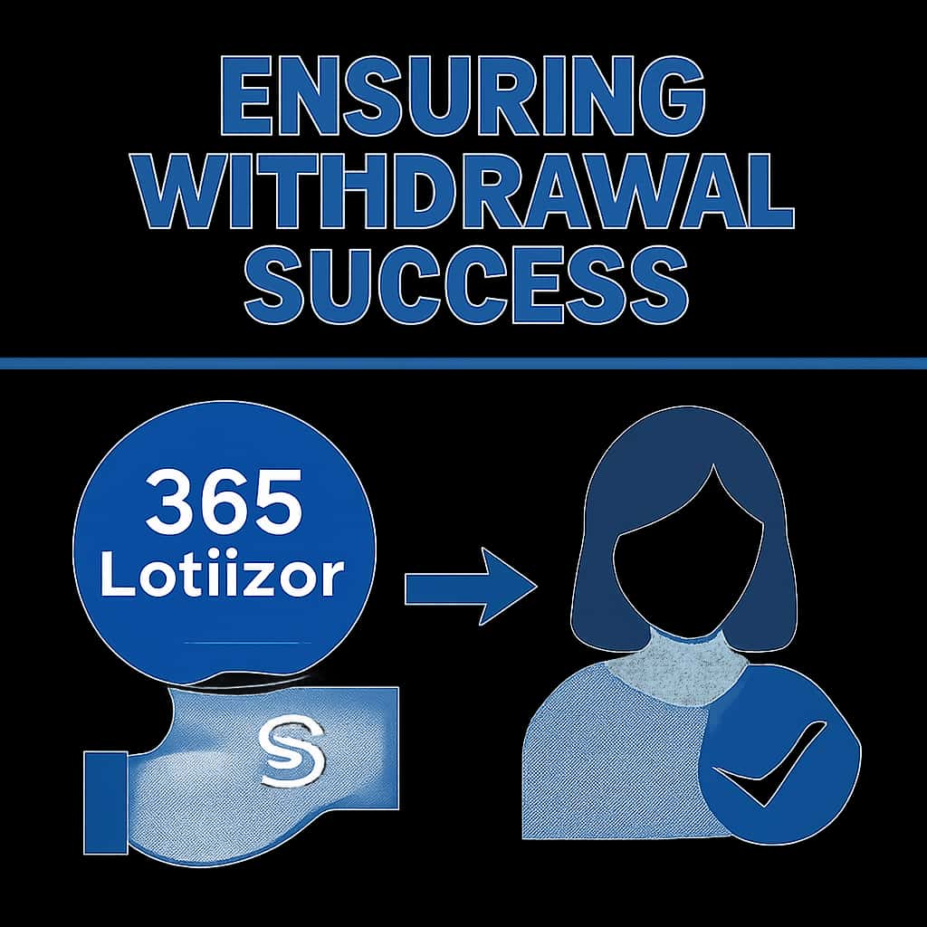 An illustration explaining the withdrawal process for 365 Lottery.