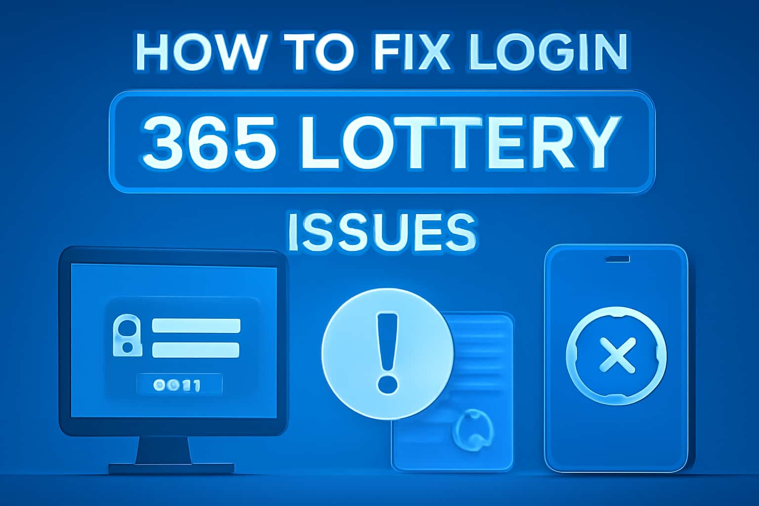 A neutral scene illustrating login issues with 365 Lottery and troubleshooting methods